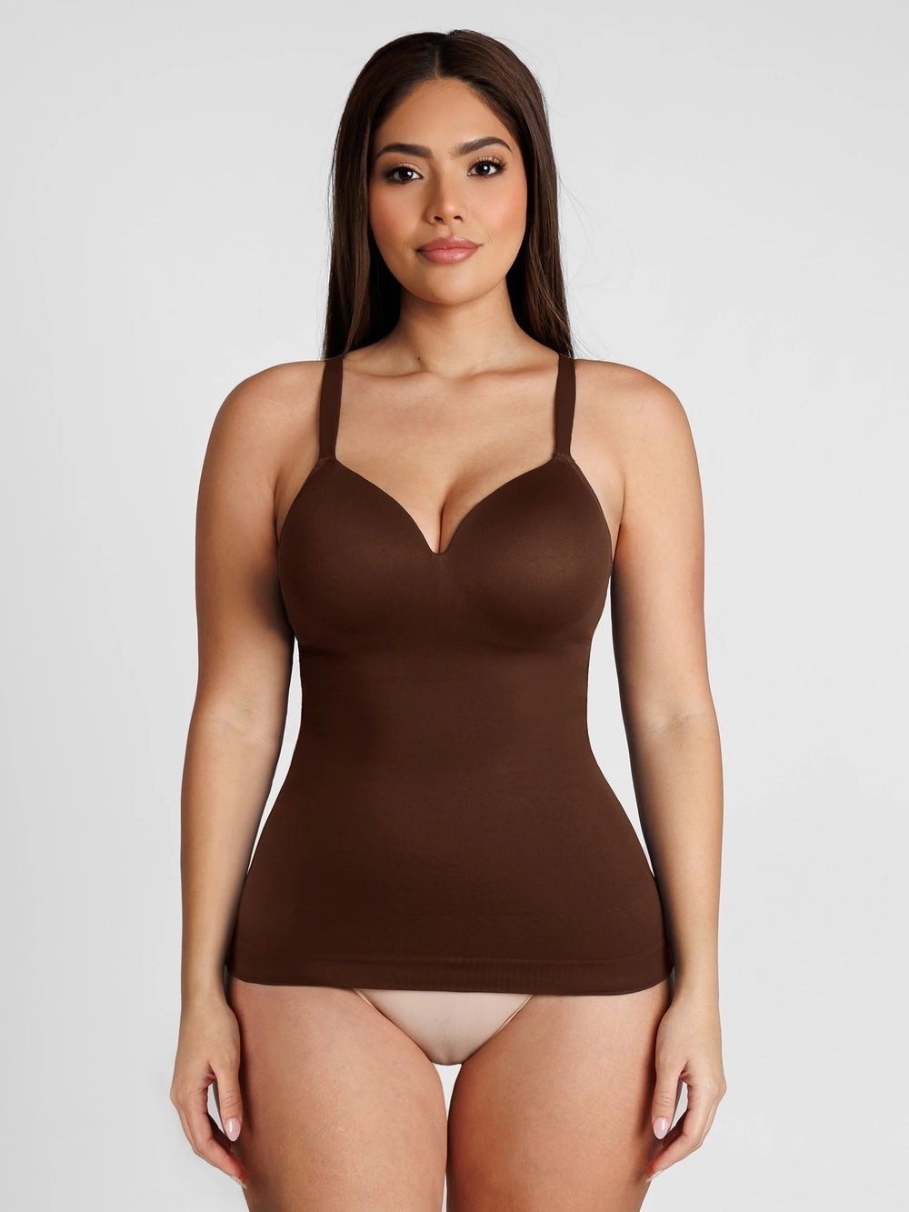 Smooth Sculpting Cami with Integrated Cups - Brown FEELINGIRL 3XL